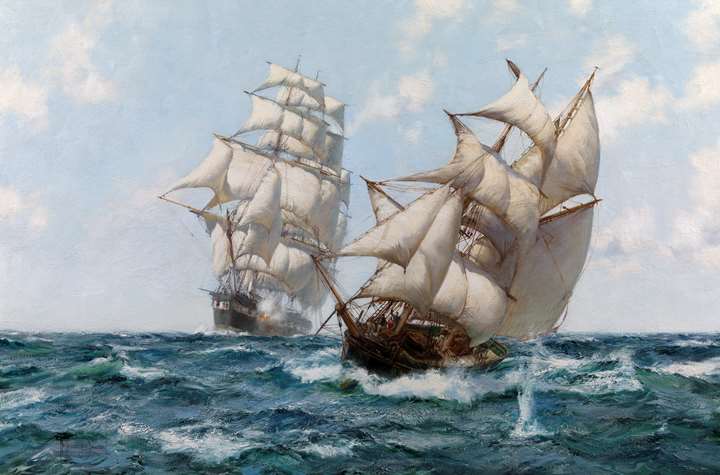 Heave To – A Baltimore Clipper in Action with a Coasting Slaver